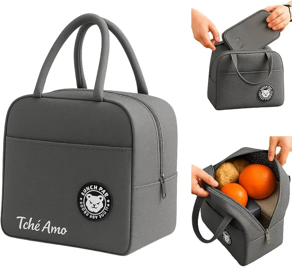 Bolsa Térmica Marmita Lancheira Escolar Fitness Academia Passeios Conserva Quente e Frio Compacta e Elegante (Cinza)