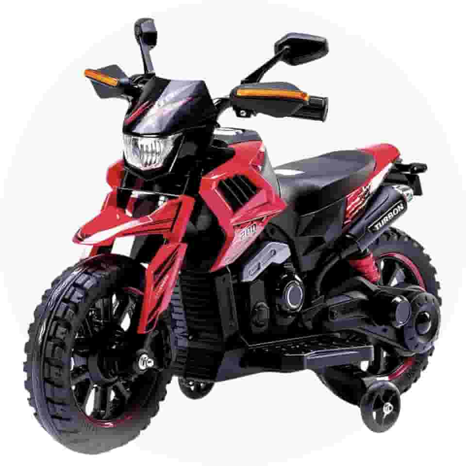 Moto Elétrica Infantil Motocross Vermelha com Som de Motor Musica e Luz Farol de Led