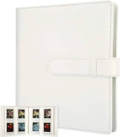 Álbum de Fotos Autocolante 256 Páginas, Album Fotos - Capa em Couro Sintético e Páginas em PVC, Compatível com Instax Mini 12/11/9/8, 3 pol (7.6 cm) (Branco)