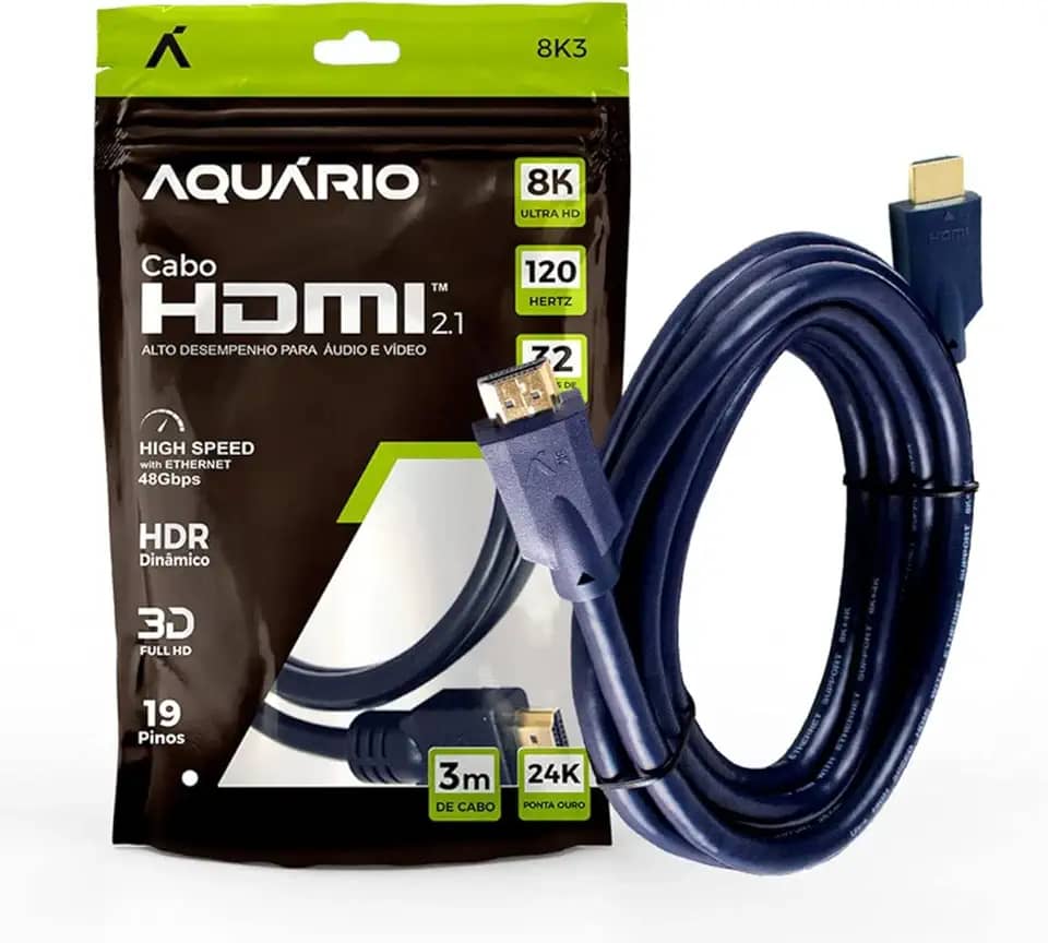 CABO HDMI 2.1 8K 3D 19 PINOS - 3 METROS