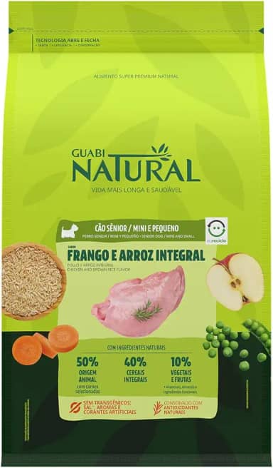 Ração Guabi Natural Cães Sênior Raças Mini e Pequeno Frango e Arroz Integral 2,5 kg