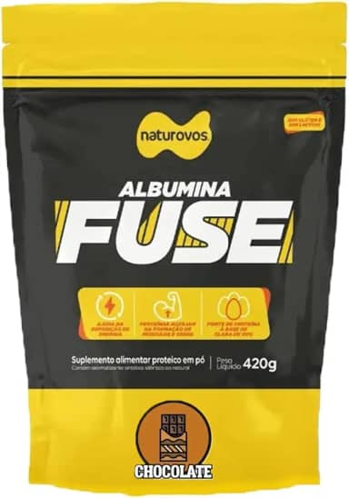 Albumina Fuse Proteína Do Ovo Sem Glúten E Lactose Sabor Chocolate 420g Naturovos