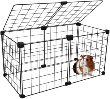 Cercado Gaiola Pet para Porquinho da Índia 30x60cm com Teto 30cm Altura Tela Aramada Malha de 5cm (Branco)