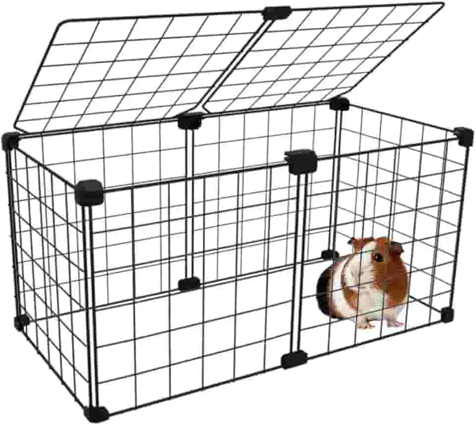 Cercado Gaiola Pet para Porquinho da Índia 30x60cm com Teto 30cm Altura Tela Aramada Malha de 5cm (Branco)