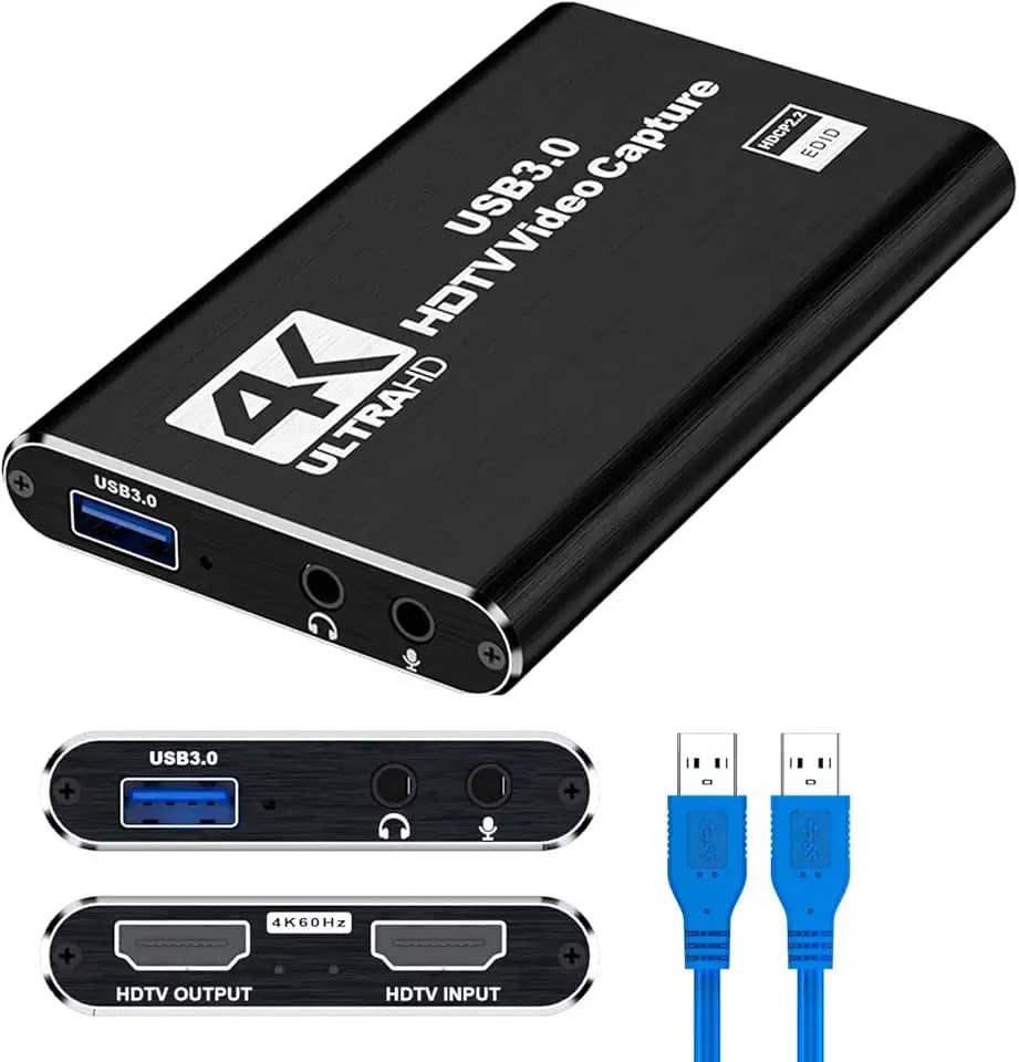 Placa Captura Vídeo 4k Full Hd 1080p 60fps Hdmi Para Usb 3.0 Live Stream Para Nintendo Switch PC Streaming Live PS5 PS4 Xbox Captura Externa GRUPO FIRST SHOP