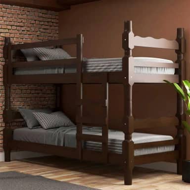 Beliche Madeira Maciça - vira 2 Camas - para Colchão 78/88 x 188cm Porto Multimóveis Cr4138 Imbuia