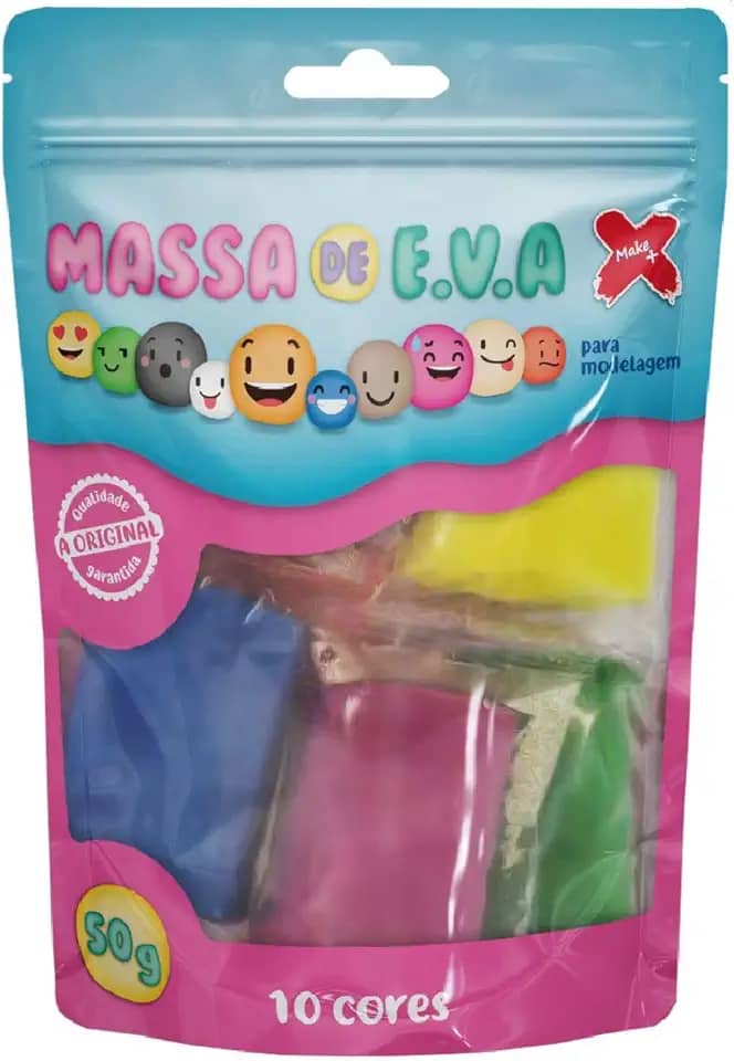 Massa De Eva 10 Cores Sor.P/Artesanato 5g. - 01 Unidade, Make+, 13022, Multicor