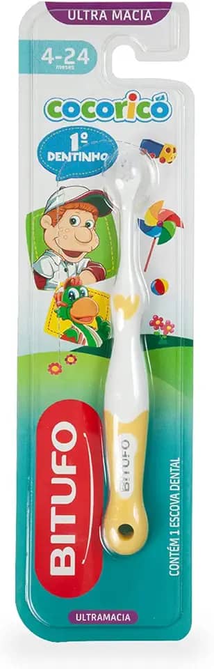 Escova de Dente Infantil Bitufo Cocoricó Primeiro Dentinho Ultramacia para 4 a 24 meses, Bitufo