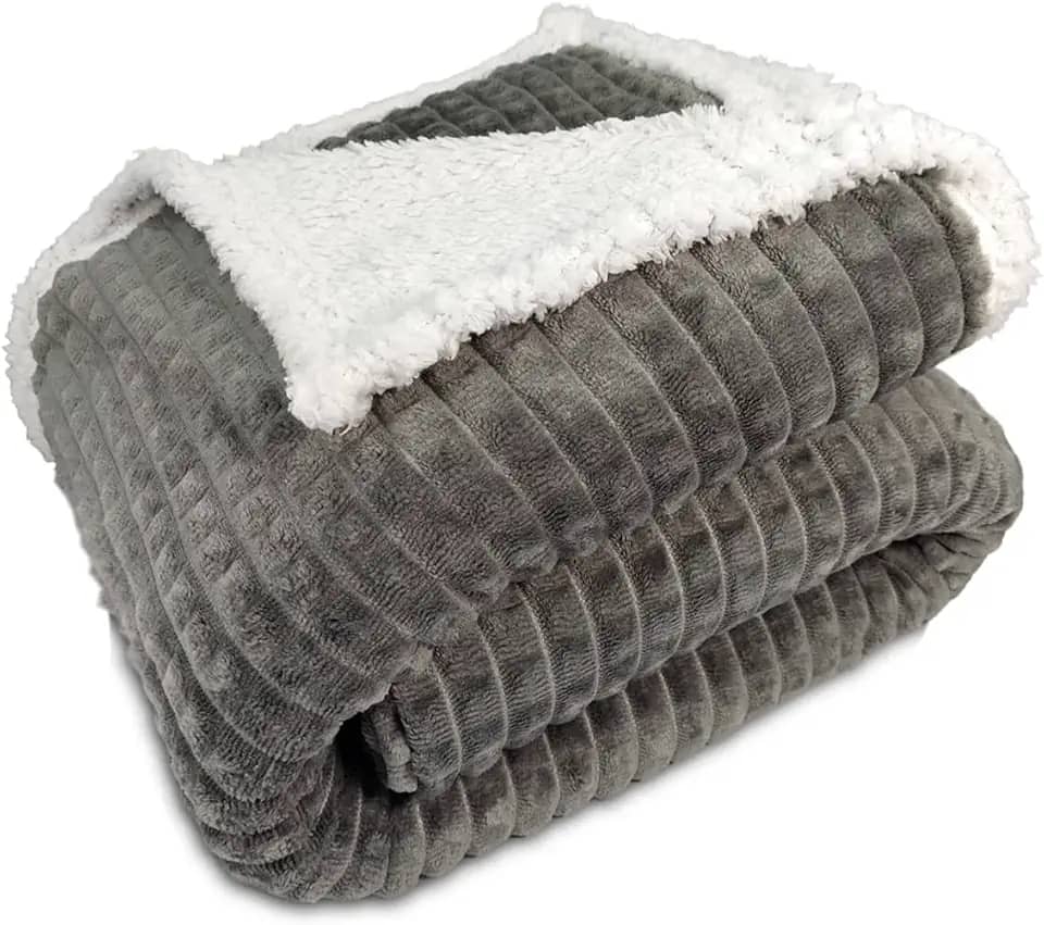 Cobertor Casal Dupla Face Corttex - Aveludado Sherpa Toque de Lã de Ovelha Carneiro - Manta Microfibra 1,80 x 2,20-100% Poliéster (Diamond Chumbo Cinza)