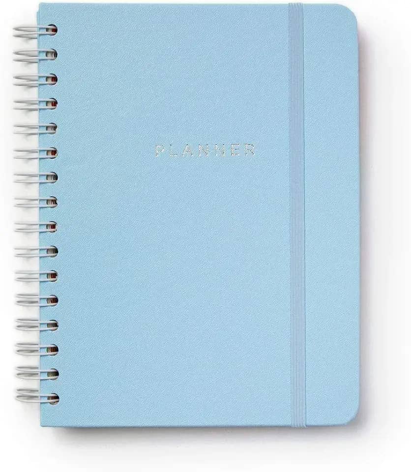 Planner Wire-o Pastel, Azul, Mensal e Semanal, 100 Folhas, Papel Pólen 80g/m², Tamanho A5 (Grande)