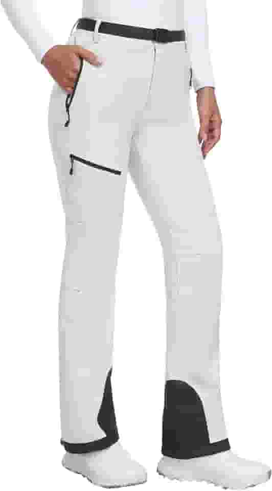 Calças de esqui de neve femininas impermeáveis com forro de lã macia e forro de lã para caminhadas para inverno ao ar livre