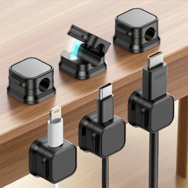 Pacote com 6 clipes de cabo adesivos magnéticos - organizador de cabos de mola para mesa, parede, carro e escritório - sistema de gerenciamento de fios
