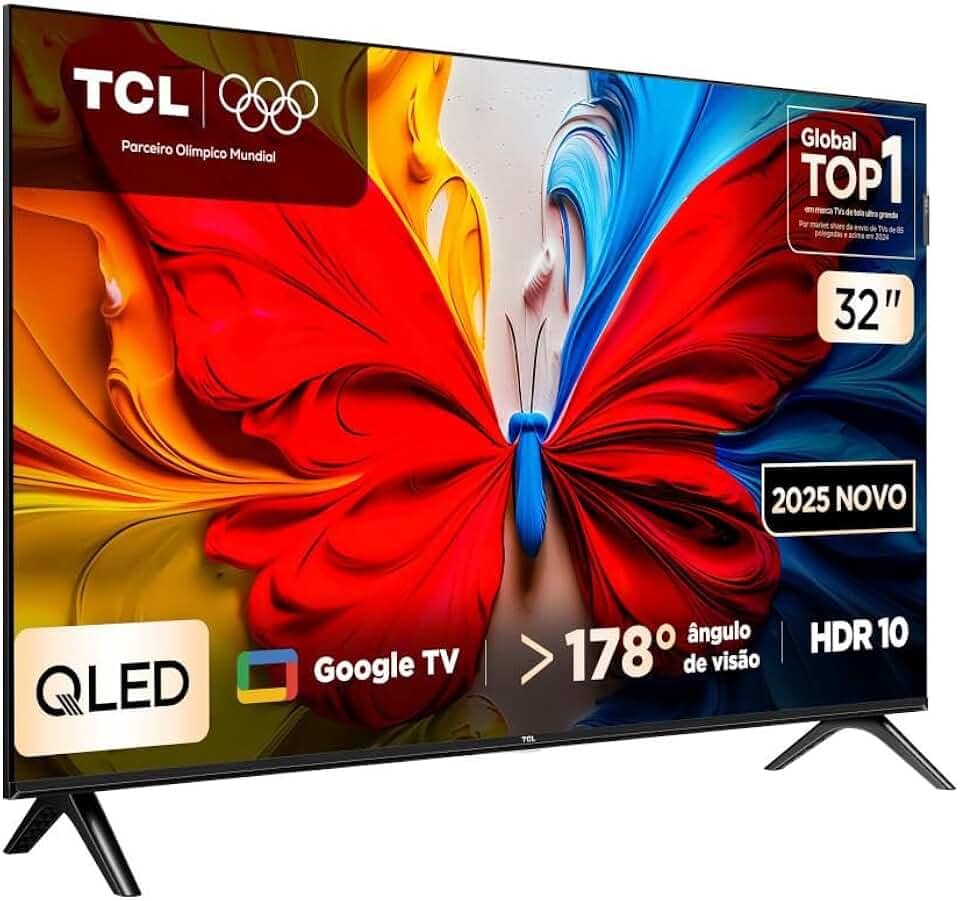 Smart TV TCL 32 Polegadas HD QLED S5K WiFi Bluetooth Google TV 2 HDMI HDR10 Dolby Audio 32S5K