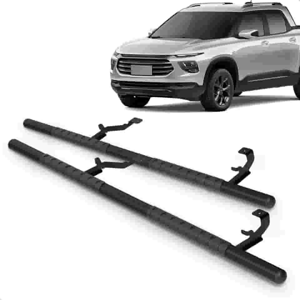 Par Estribo Lateral Tubular 2.1/2' Preto Montana 2023 A 2025 Aço Carbono Kit Fixação Incluso