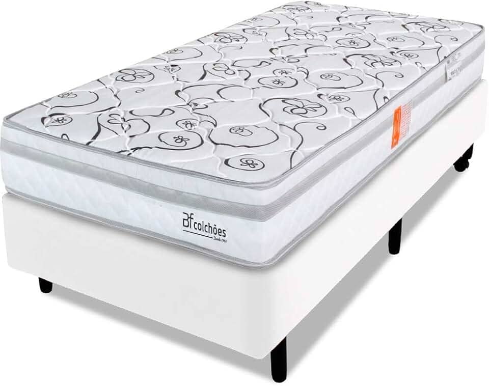 Cama Box Solteirão com Colchão Ortopédico Dupla Face Firme 97x203cm BF Colchões