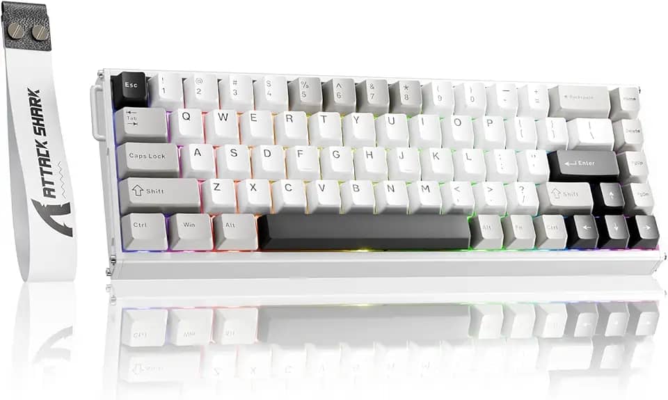 ATTACK SHARK X68MAX HE Teclado gamer de alumínio com fio de gatilho rápido,precisão de 0,005 mm,interruptor magnético de efeito Hall,taxa de pesquisa de 8000 Hz,latência de 0,08 ms,RGB(Estrela Branca)
