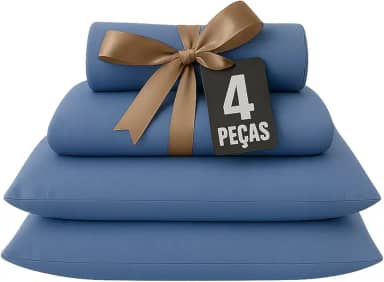 Decolab Jogo de Lençol Confort Plus 100% Algodão (Azul-marinho, Casal Duplo (4 Peças))