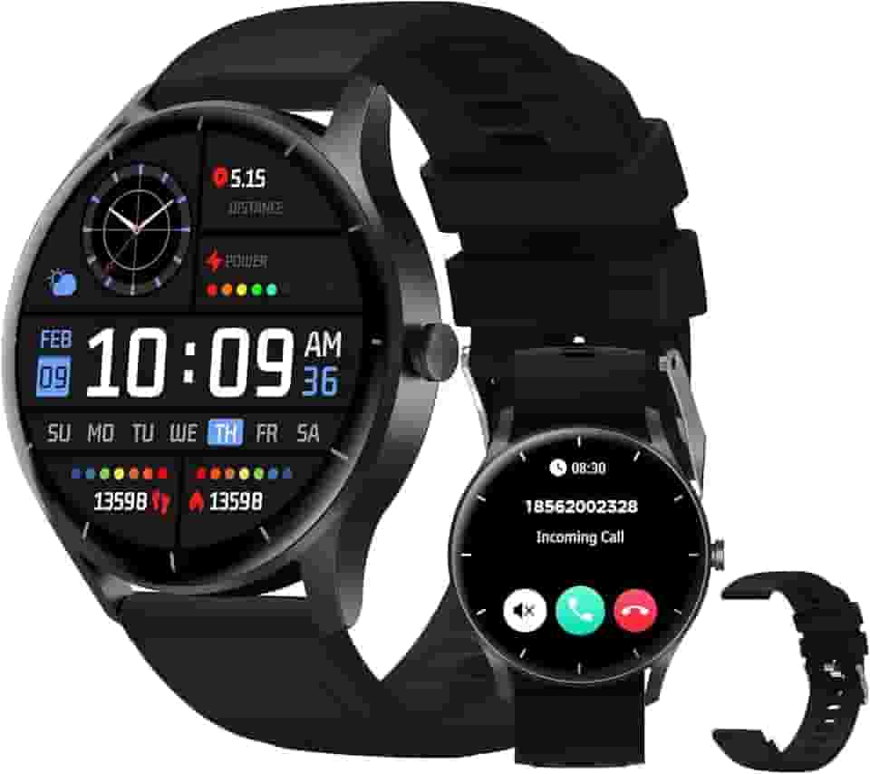 Smartwatch PEJE Relógio Smartwatch com Pulseira Extra - Tela Touch HD 1.28',À Prova d'Água IP68,Faz Chamadas Bluetooth,123+ Modos Esportivos,Bateria de 5-7 Dias,Compatível com iOS/Android.(Preto)