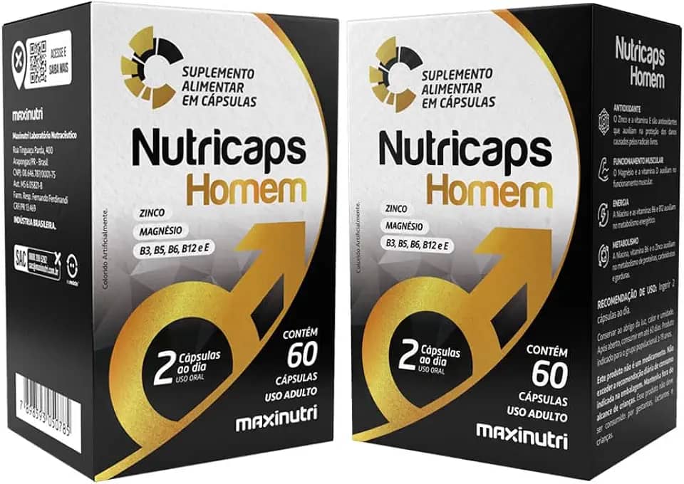 Kit 2 Nutricaps Homem Multivitamínico com Zinco e Magnésio 60 Cápsulas Chikweb