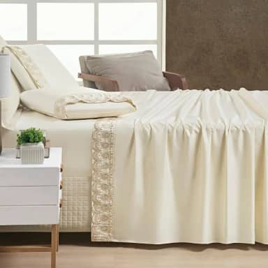 Jogo de Lençol Algodão Egípcio 400 Fios Queen Supreme 04 Peças Vanilla