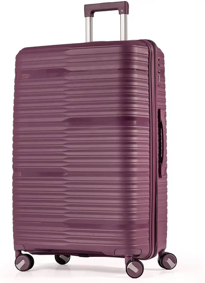 Mala Grande De Viagem 32Kg Polipropileno 8 Rodas 360 Giratória Para Despachar Rígida Leve Tamanho G Viajem Internacional Resistente (ROXO, GRANDE)