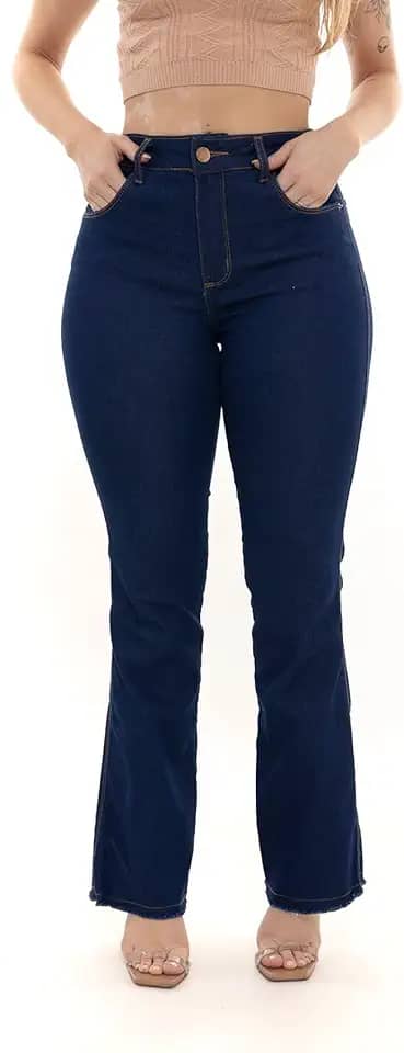 Calça Feminina Flare Jeans Empina Bumbum Cintura Alta