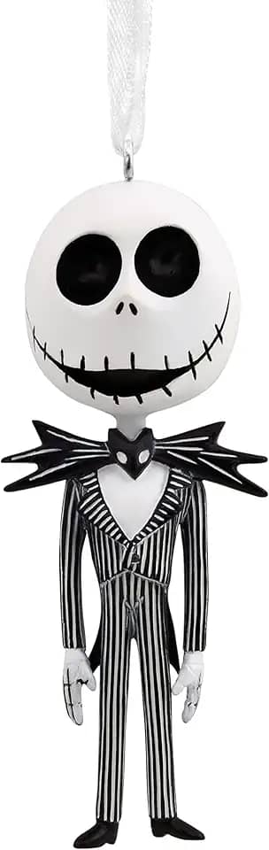 Hallmark Enfeite de Natal de Jack Skellington de O Estranho Mundo do Pesadelo de Tim Burton da Disney, resina, 3,5 x 9 x 3,1 cm,