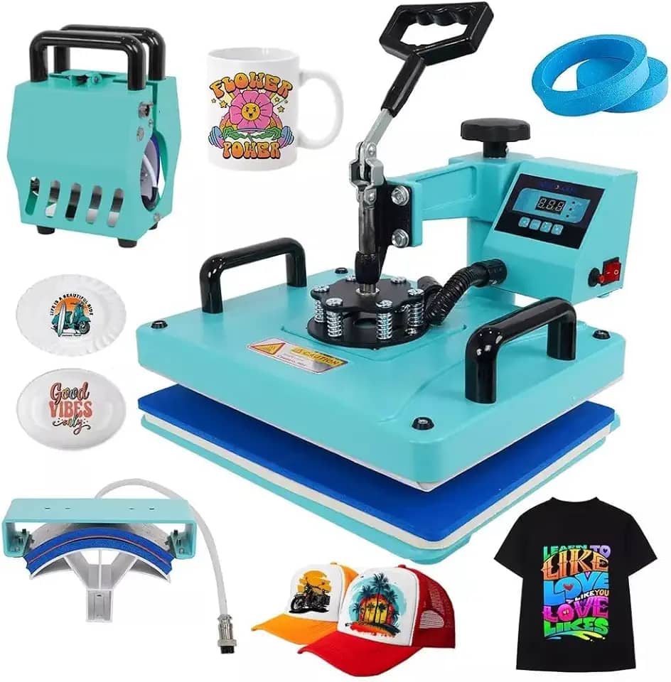 Prensa Térmica Sublimação 5x1 Máquinas De Prensa Térmica Transferência De Calor Por Para Camisetas Caneca Chapéu Placa Azul 110V