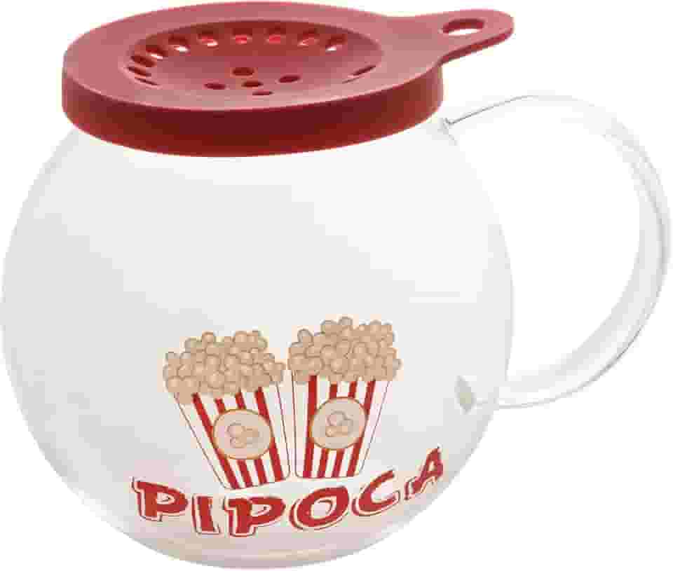 LYOR - Pipoqueira de Vidro Borossilicato Com Tampa de Silicone Para Micro-ondas 1,8L - Itens Para Casa - Utilidades Domésticas - Utensílios de Cozinha - Enxoval - Cinema em Casa - Pipoca Saudável
