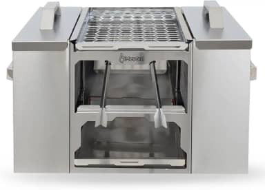 Churrasqueira Ecológica Aço Inox 430 A Carvão Sem Fumaça Para Apartamento Embutir 50x40 New Eco Mec Grill