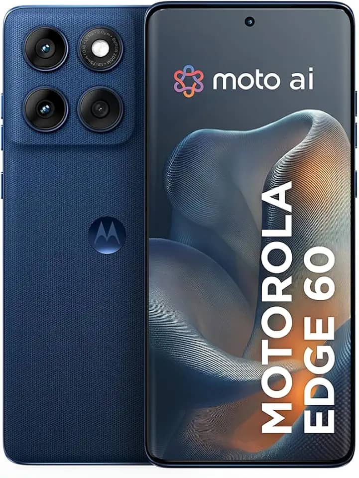 Smartphone Motorola Edge 60 5G - 512GB 24GB (12GB RAM+12GB Ram Boost) Tela Quad-Curve moto AI 50MP Sony Camera ultrarresistencia militar IP68 + IP69 - Azul Marinho
