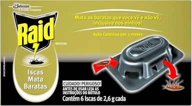 Raid Inseticida Isca Mata Barata, 3 Meses de Proteção, 6 Unidades