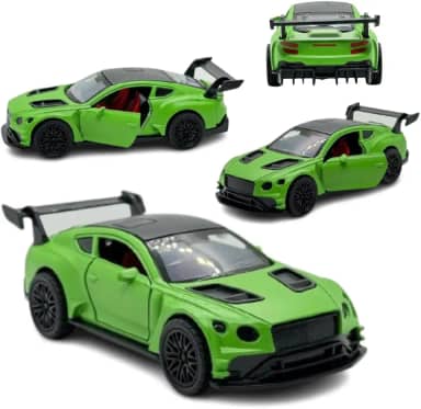 Miniatura Carrinho Esportivo Carro de Ferro, Portas que Abrem, Escala 1:32, Verde