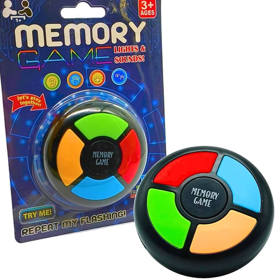 Jogo da Memória Portátil para Crianças de 4 a 12 Anos, Brinquedo Eletrônico com Luzes, Jogos de Tabuleiro de Viagem de Carro para Crianças, Jogo Clássico de Memorizar Cores, Quiz com Luzes e Sons