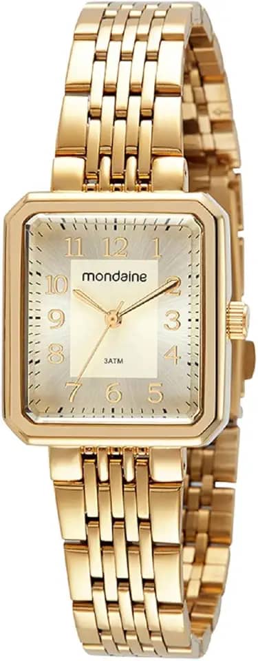 Relógio Feminino Quadrado Casual Dourado