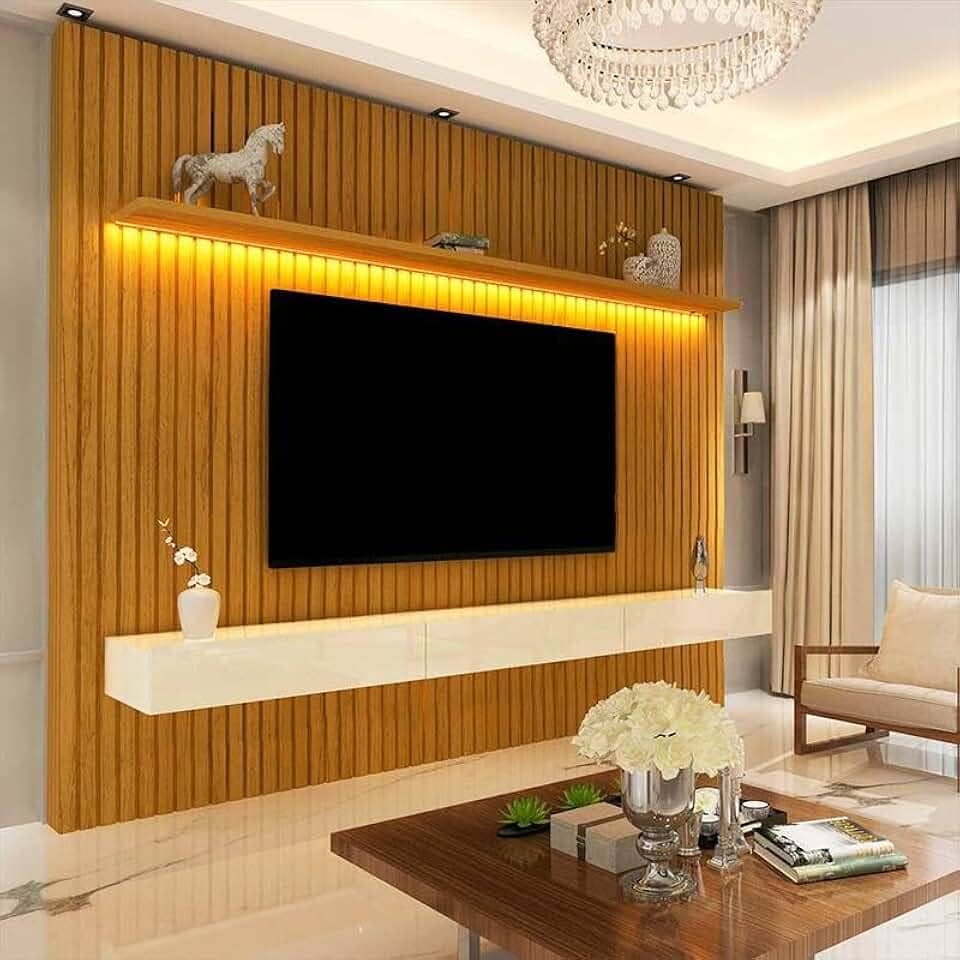 Home Ripado Para Tv 85 Polegadas Com Led 230x217 Nobre Gelius Naturale/off White