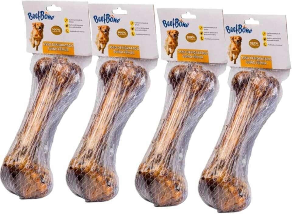 Beefbone Osso Natural Defumado para Cachorro, 200g, 4 Unidades, Sabor Suíno