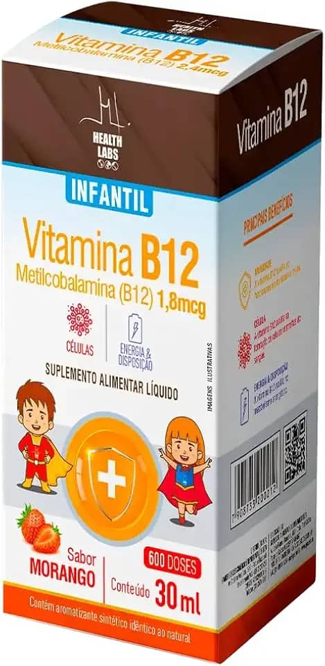 Vitamina B12 Infantil 30ml Morango - Health Labs