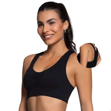Top Academia com Microfuros Poliamida Sem Costura Feminino Fitness Adulto, 1 Preto, 'P