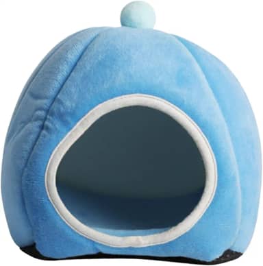 Gralara de hamster semifechado, de algodão para chinchila, abrigo para hamster lavável, cama aconchegante para porquinho da índia, quente de, Azul