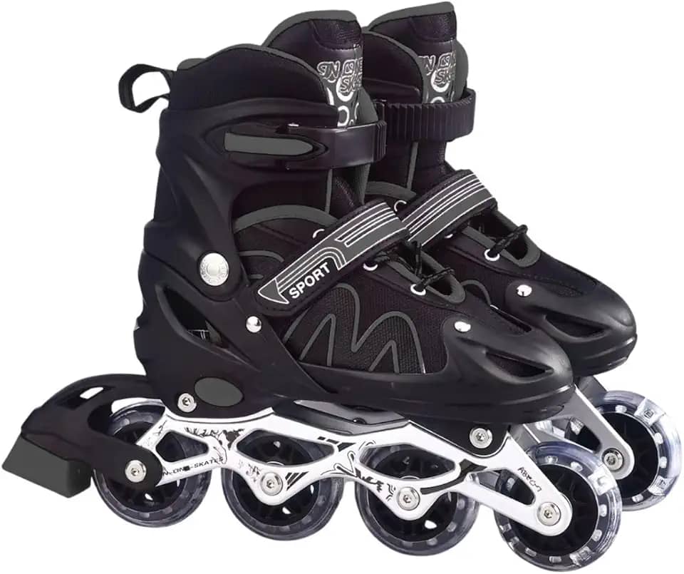Patins Roller Ajustável Inline 4 Rodas Adulto Rodinha Led