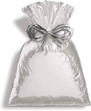 Saco Para Presente Cromus Embalagens com Acabamento Metalizado na Cor Prata 25x37 cm com 50 Unidades