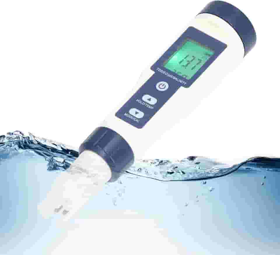 Medidor Digital De Qualidade Da água Topyond - 5 Em 1 PH Salinidade Temperatura TDS EC - À Prova D'água Com Retroiluminação - Testador Digital De água Para Uso Doméstico E Profissional