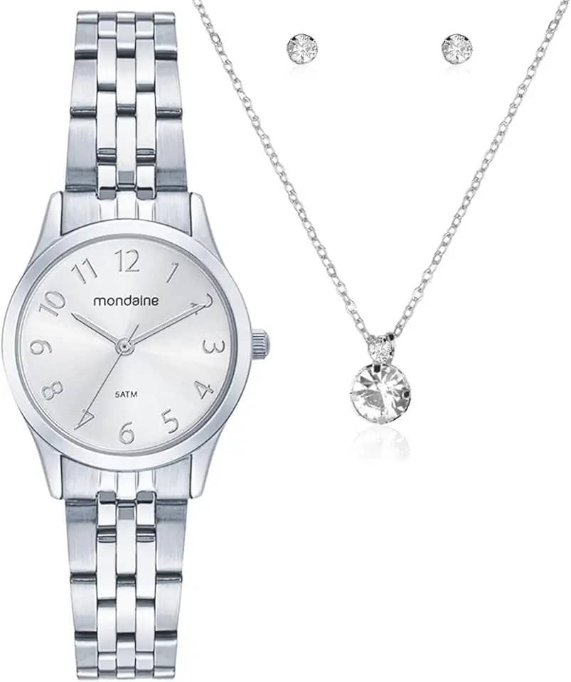 Kit Relógio Mondaine Prata Feminino 32608L0MKNE2K1 semi-joias