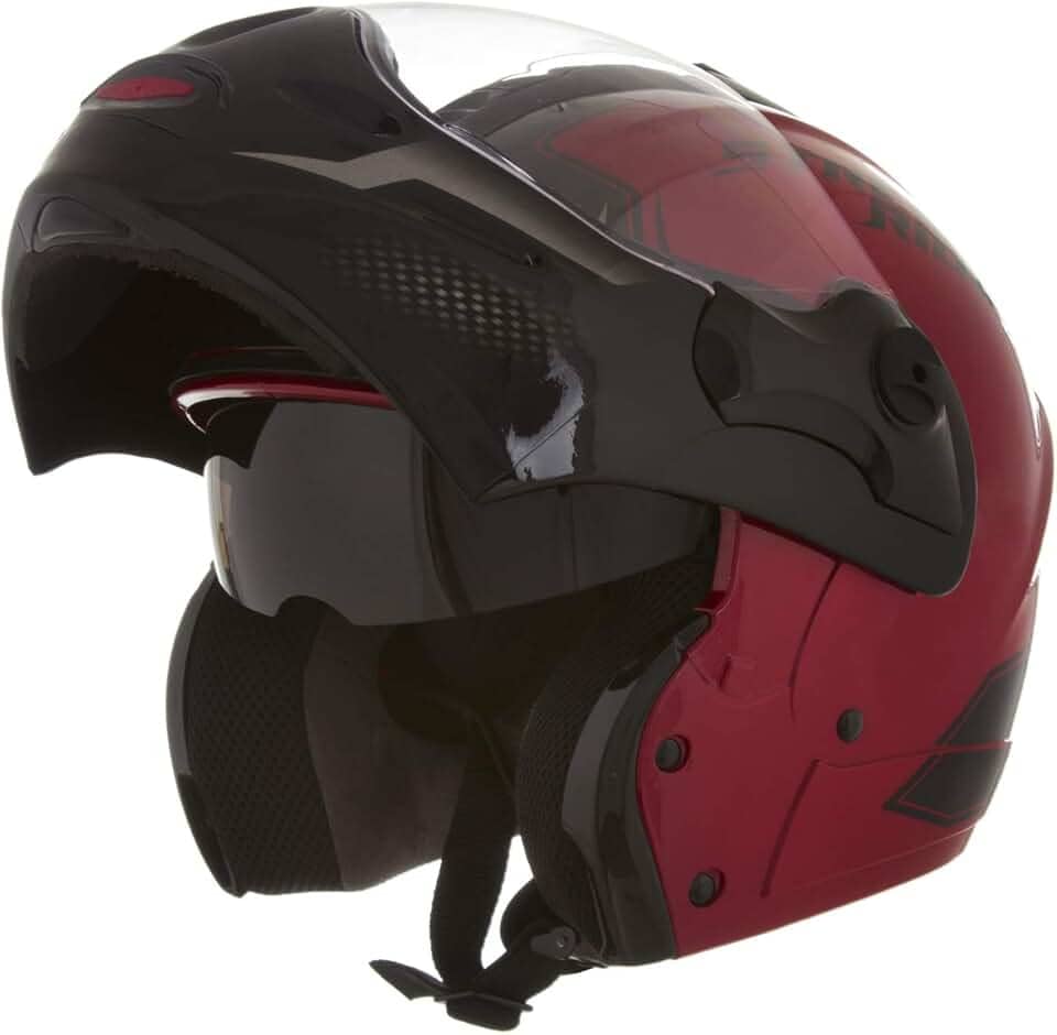Capacete de Moto Mixs MX Captiva Street Rider Com Viseira Interna Solar Óculos de Sol Articulado Escamoteável Robocop Vermelho