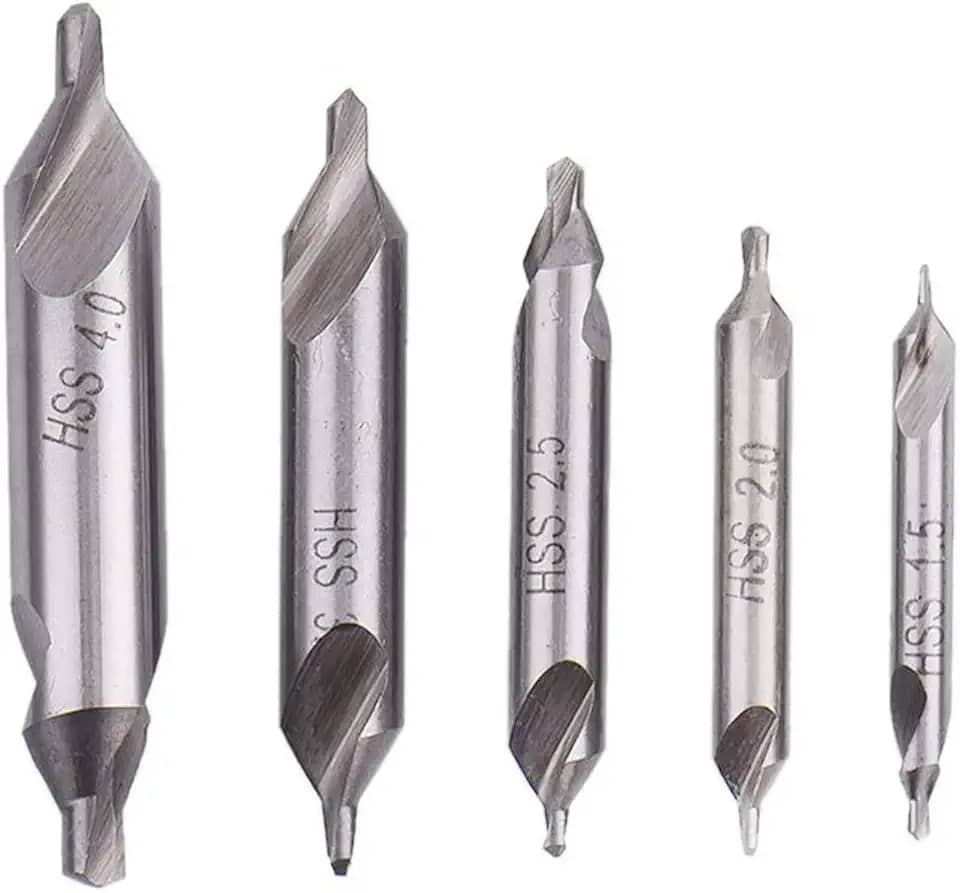 Conjunto de ferramentas de moldura de ponta de ponta de ponta de pia central de 60 graus, conjunto de brocas combinadas para metal, liga, cobre, ferro, alumínio, titânio e madeira (pacote com 5)