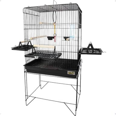 Viveiro Grande para Pássaros Gaiola de Chão para Calopsita 101 x 55 x 38 cm com Poleiros e Comedouros