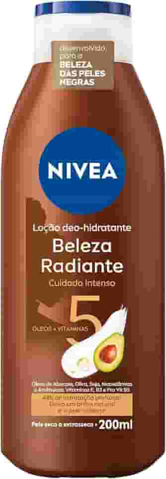 NIVEA Hidratante Desodorante Beleza Radiante Cuidado Intenso 200ml - Para a beleza da pele negra, reduz estrias em 2 semanas* e alivia a descamação da pele causada pelo ressecamento