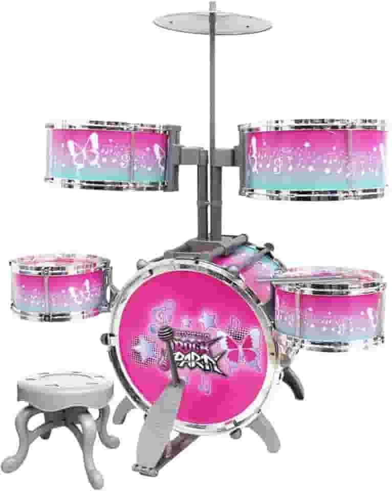 Bateria Infantil Rock Party Rosa 51cm, DM Toys