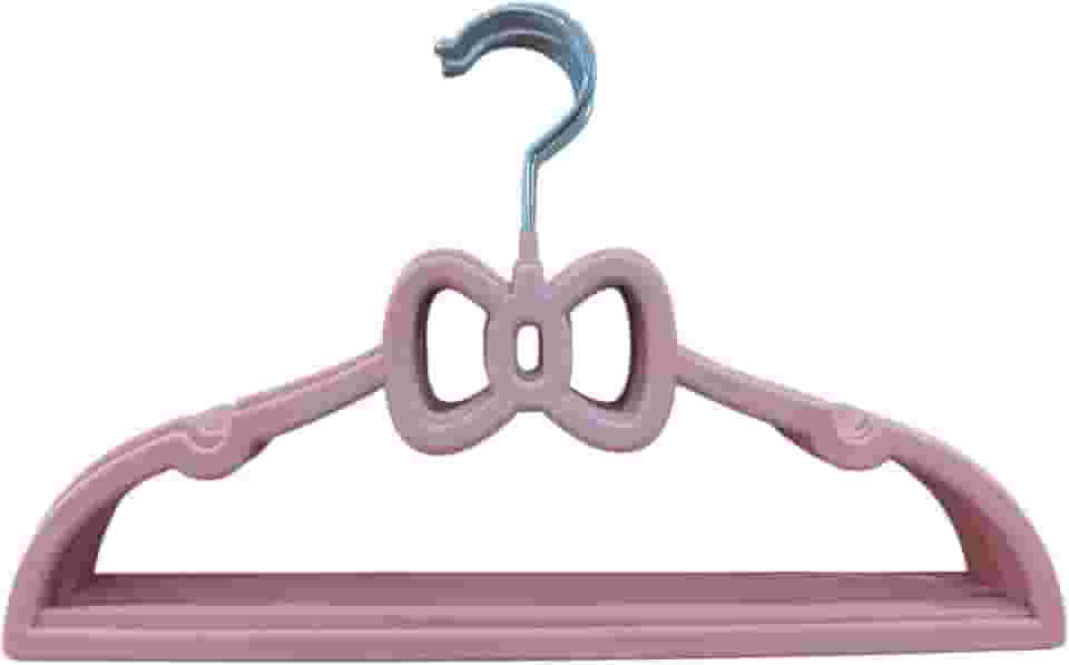 Kit 10 Cabides Infantis Aveludados com Detalhe Lacinho cor Rosa Claro